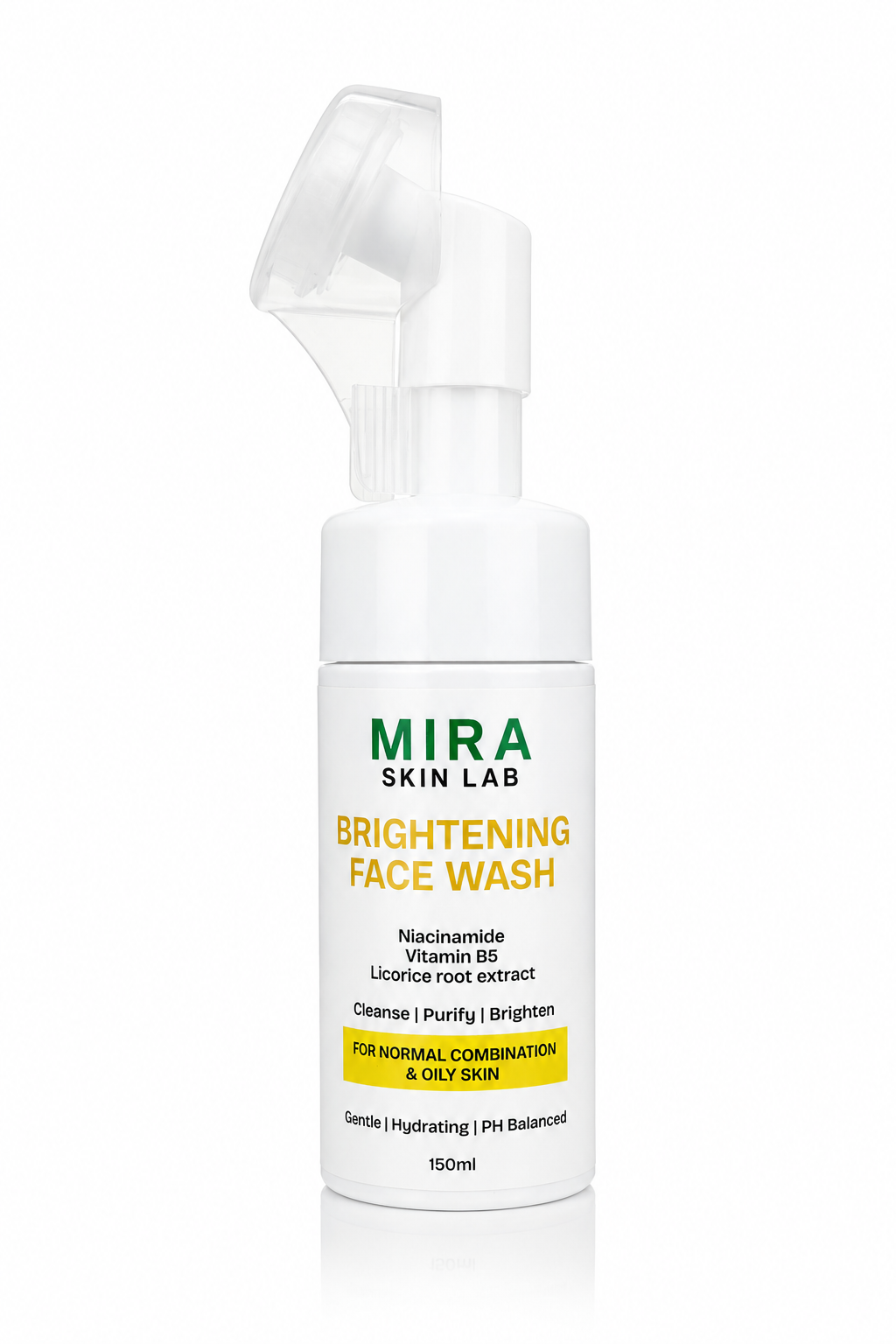 MIRA Skin Lab Brightening Face Wash 150ml with niacinamide, vitamin B5 and licorice root extract