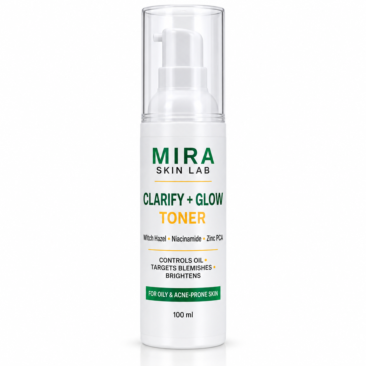 MIRA Skin Lab Clarify + Glow Toner with niacinamide and zinc PCA